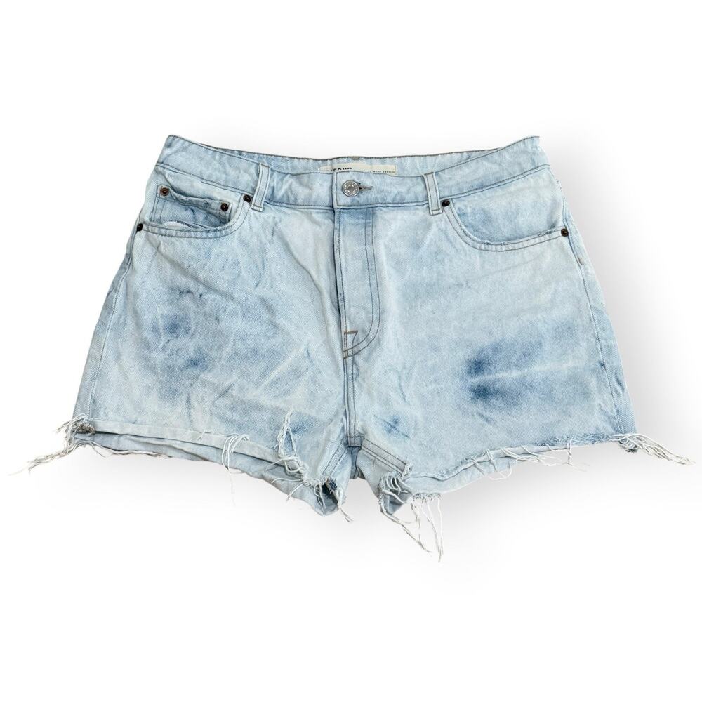 GRLFRND Helena High Rise Cut Off Denim Shorts in Oasis 29 Light Wash Button Fly